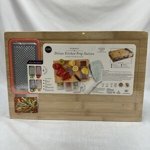 Bamboo Cutting Board with Drawers, Large Chopping Board with Juice Grooves